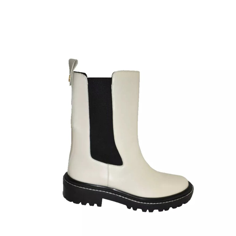 NEW! TORY BURCH BENTON IVORY WHITE LUG SOLE PLATFORM CHELSEA BOOT